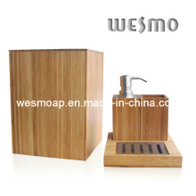 Conjunto de banho de bambu compacto (WBB0301A com cesto de lixo)